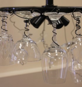 Chandelier made deals of wine glasses