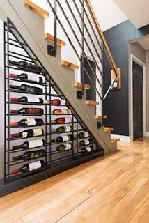 Contemporary Wine Cellar/staircase by Kim Lapointe Interior Designer - Montreal